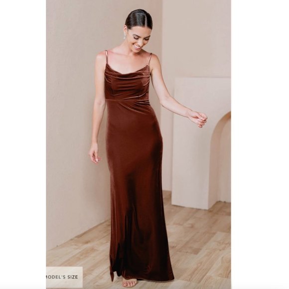 Revelry Skye Velvet Dress in Terracotta - Picture 1 of 6
